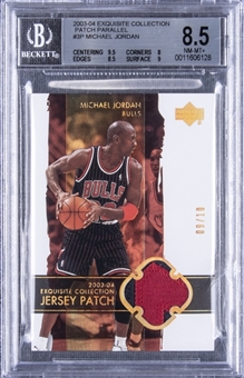2003-04 UD "Exquisite Collection" Patch Parallel #3P Michael Jordan Game Used Patch Card (#09/10) - BGS NM-MT+ 8.5